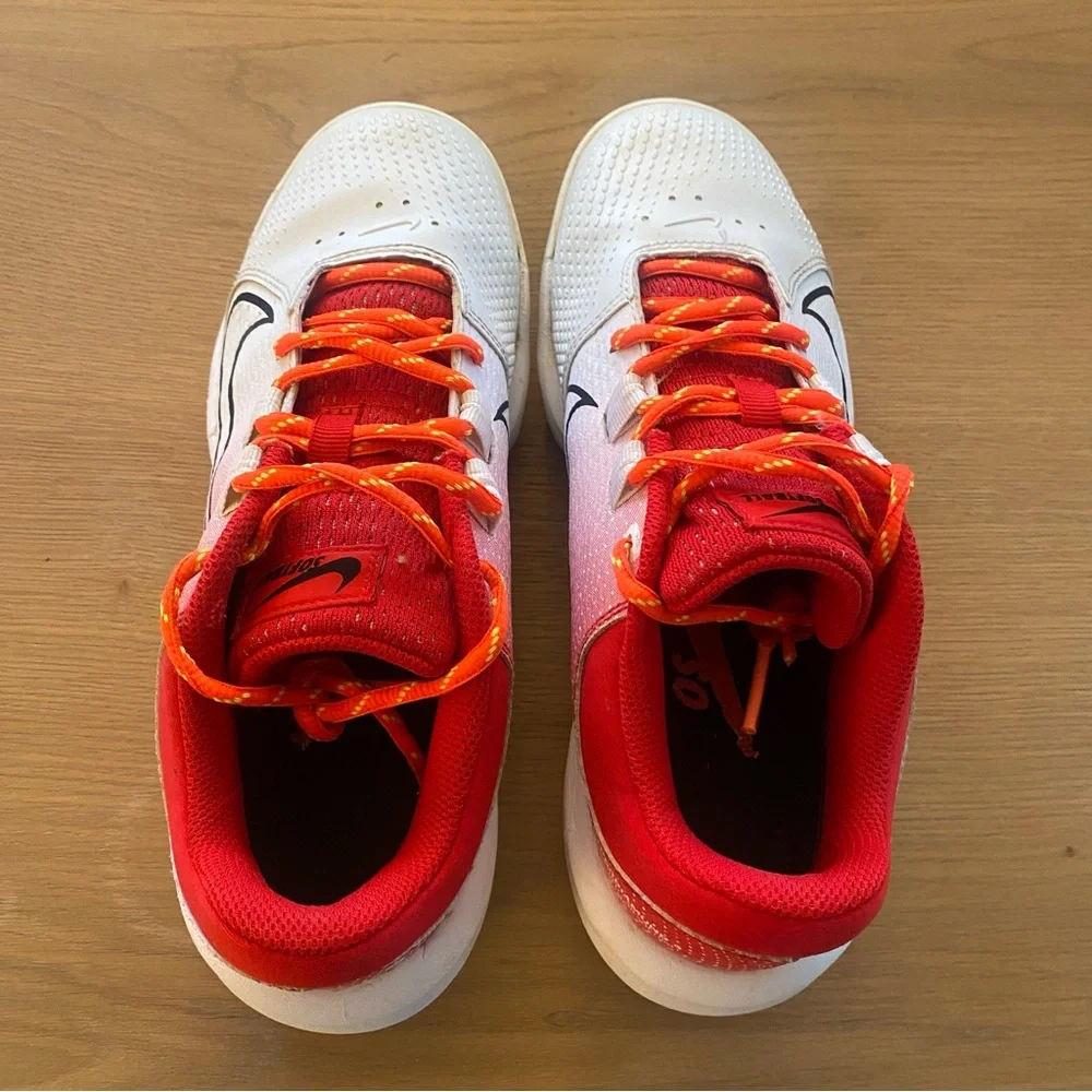 Nike Womens HyperDiamond 4 Pro, Red/ White/ Orange Fire Laces, Sz 7.5 - Picture 3 of 15